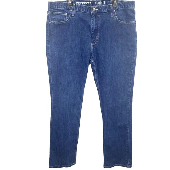 CARHARTT Jeans Rugged Flex Workwear Straight Fit Denim Mens 40x32 Dark Wash Blue - Picture 2 of 11